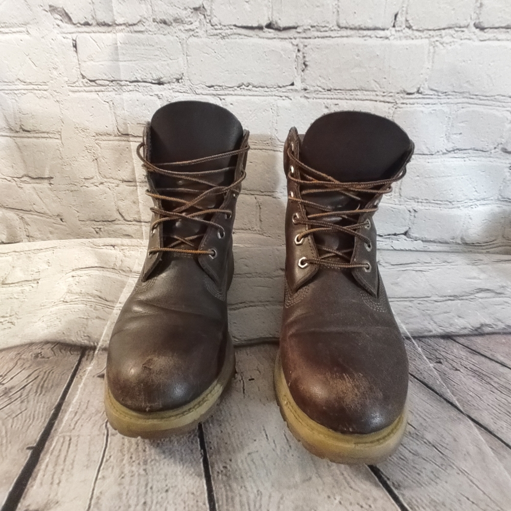 Timberland Lace Up Brown Leather Boots  Two-Tone  9.5 - Picture 2 of 16